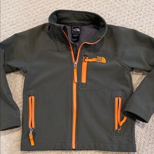 The North Face Olive Jacket with Orange Zippers